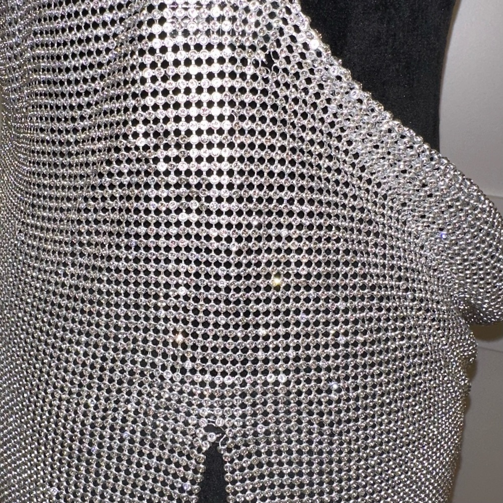 Rhinestone Mesh Mini Dress - Picture 9 of 11